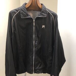 Fila Black Windbreaker Jacket with White Piping